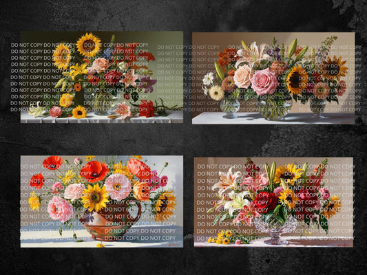 Flowers Still Life Digital Art in PDF SVG PNG File Formats