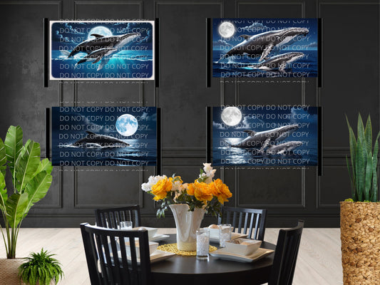 Whale with Calf at Night Digital Art in PDF SVG PNG File Formats