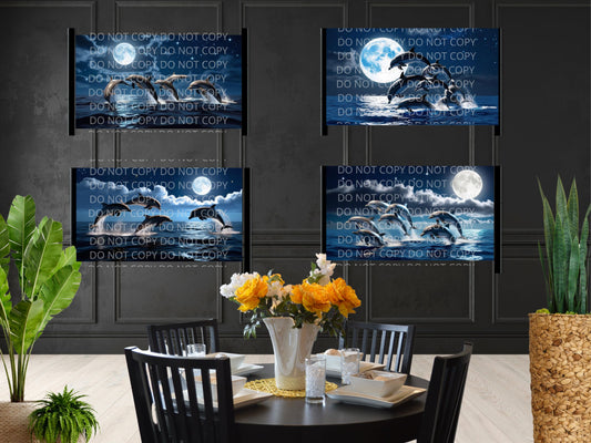 Dolphins at Night Digital Art in PDF SVG PNG File Formats