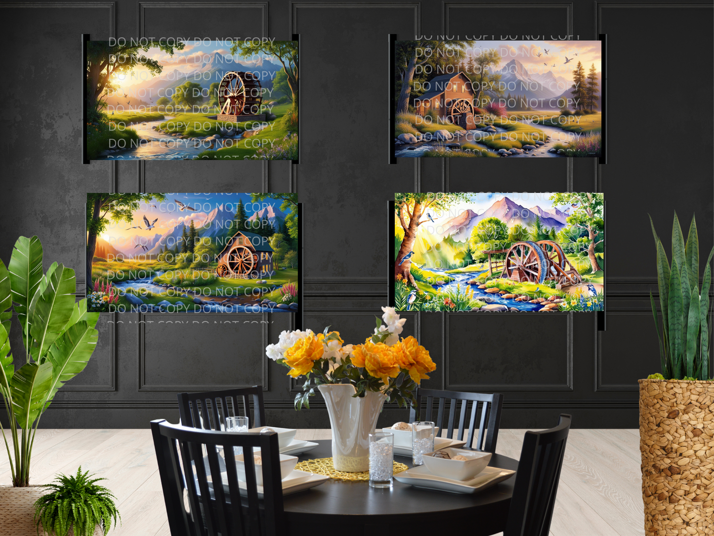 Water Wheel Scenery Digital Art in PDF SVG PNG File Formats