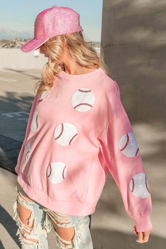 BiBi Sequin Baseball Patches French Terry Sweatshirt - Brand BiBi