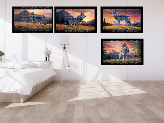 Wolf With Scenery Digital Art in PDF SVG PNG File Formats