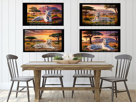 White Tiger With Scenery Digital Art in PDF SVG PNG File Formats