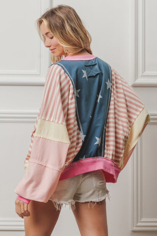 BiBi Stars and Stripes Round Neck Long Sleeve Top - Brand BiBi