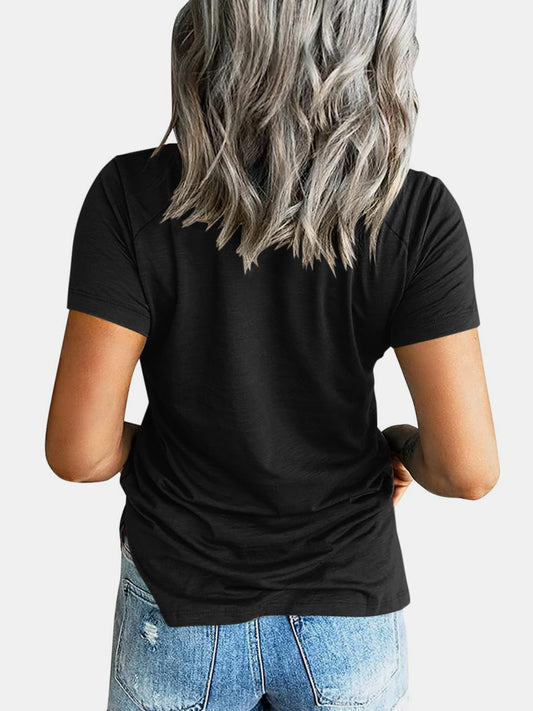 Full Size Pocketed V-Neck Short Sleeve T-Shirt