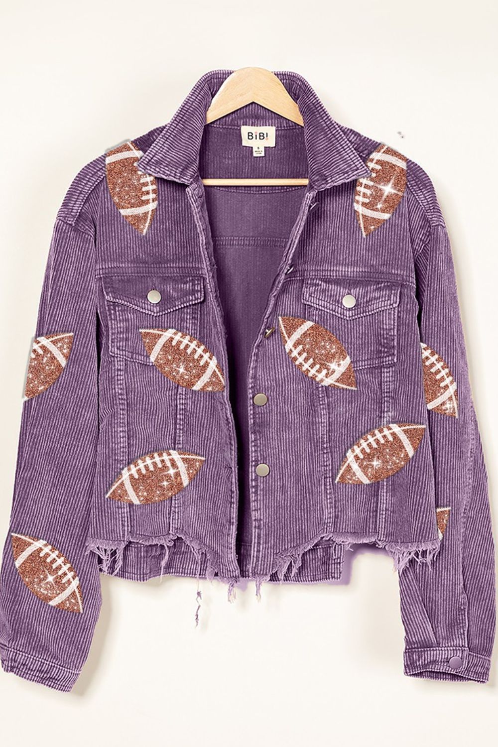 BiBi Football Sequin Embroidery Washed Corduroy Jacket - Brand BiBi