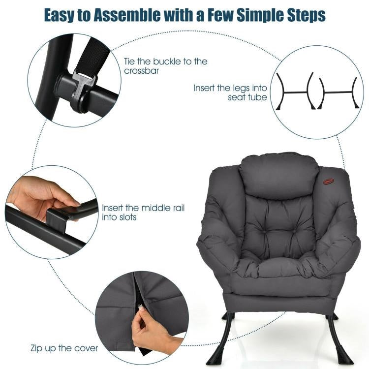 Modern Cushioned Accent Chair with Side Pocket Upholstered Fabric