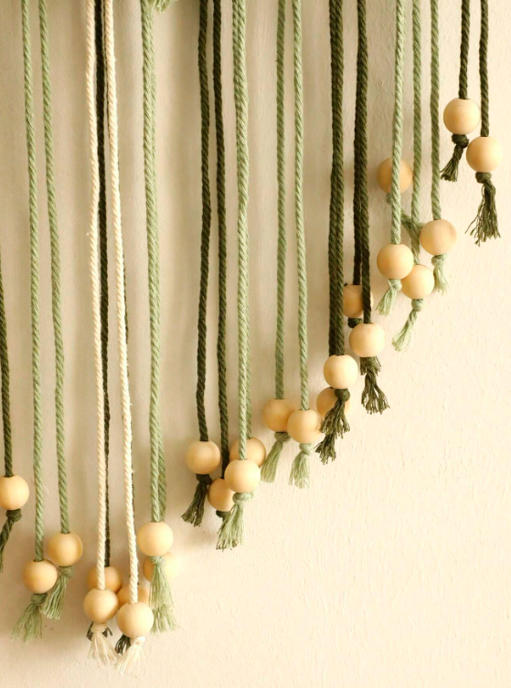 Handmade Woven Bohemian Macrame Leaf Themed Tapestry Wall Hanging with Tassels