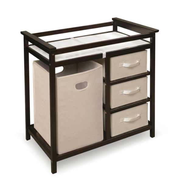 Baby Changing Table with 3 Baskets and Hamper in Espresso