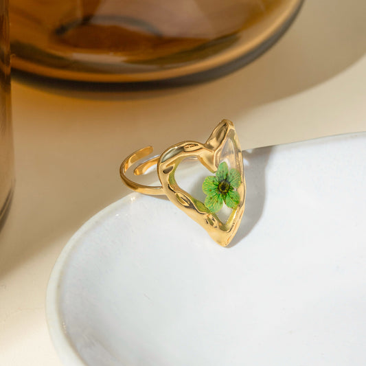 Stainless Steel Eternal Flower Gold Ring