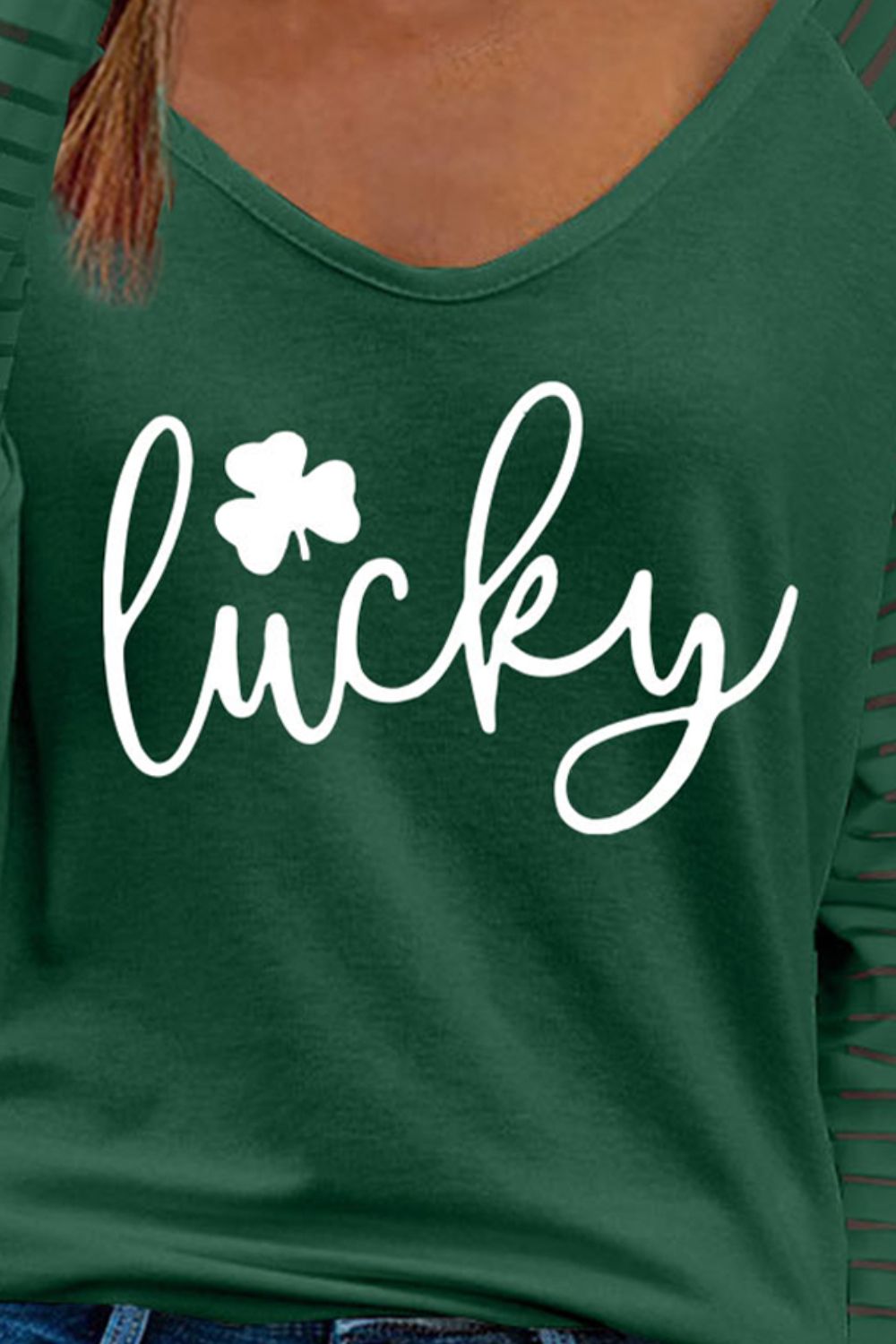 LUCKY Full Size V-Neck Raglan Sleeve Blouse