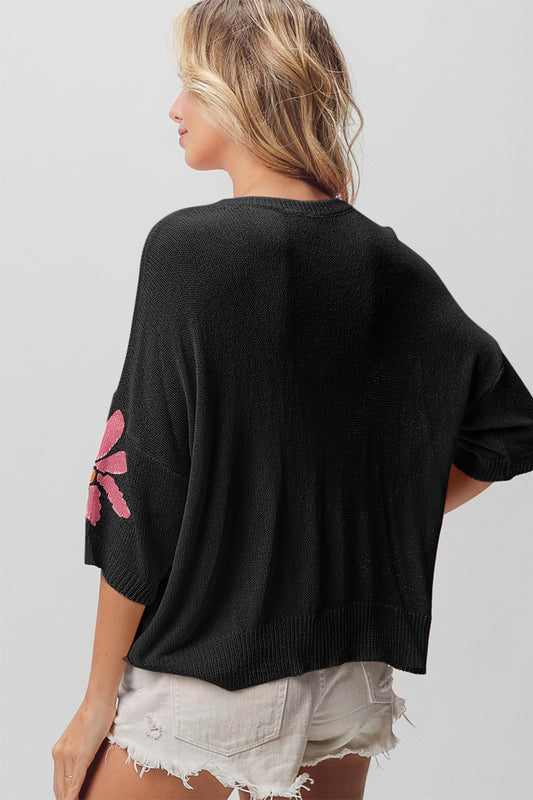 BiBi Floral Pattern Cropped Sweater - Brand BiBi