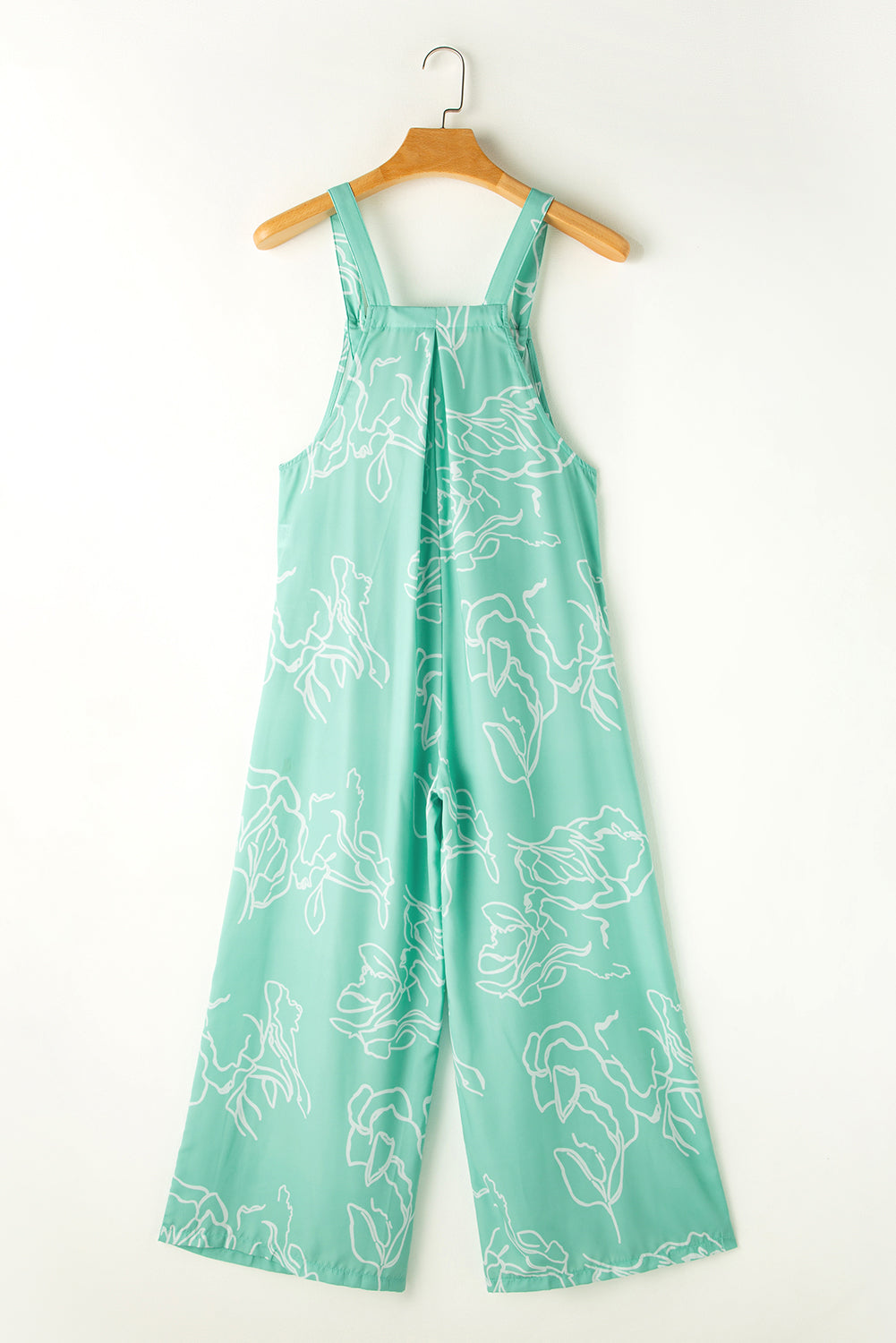 Beautiful Bea Printed Wide Strap Turquoise Jumpsuit