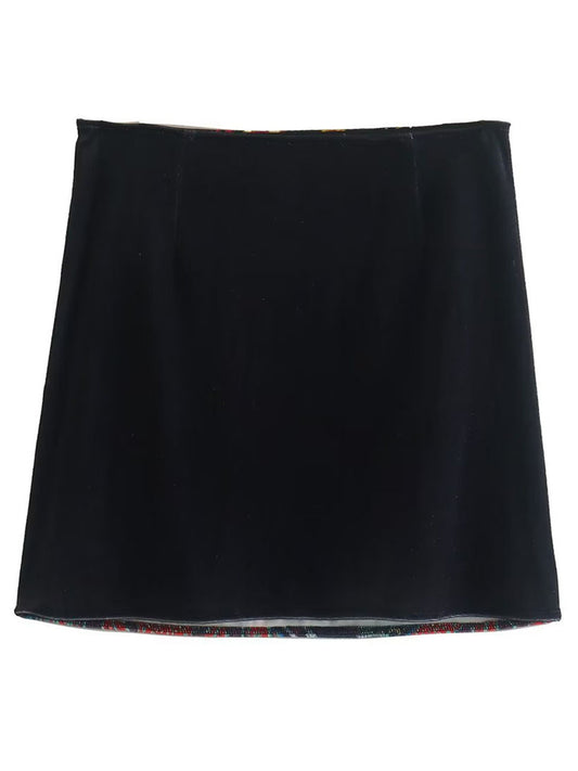 Black SoCute Printed Zip Mini Skirt