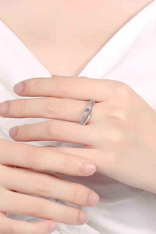 Women's Moissanite Cutout Rhodium-Plated Ring *