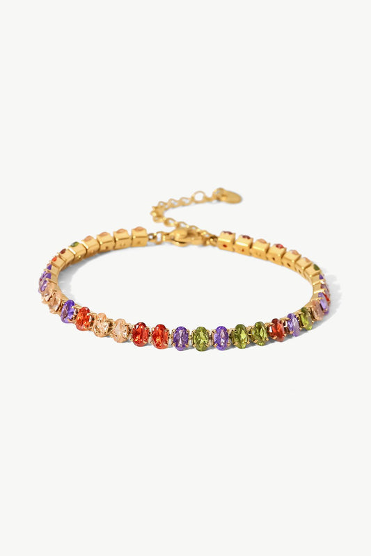 18K Women's Gold Plated Multicolored Zircon Bracelet