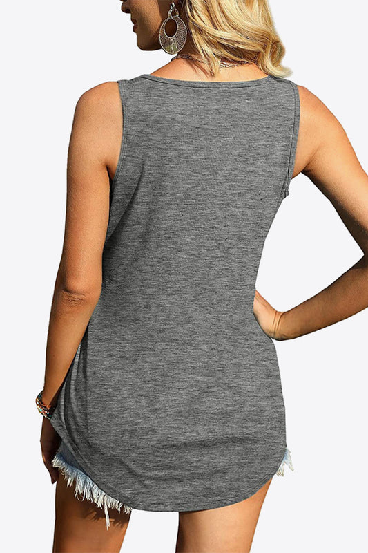 CHICbabe Full Size Curved Hem Square Neck Tank