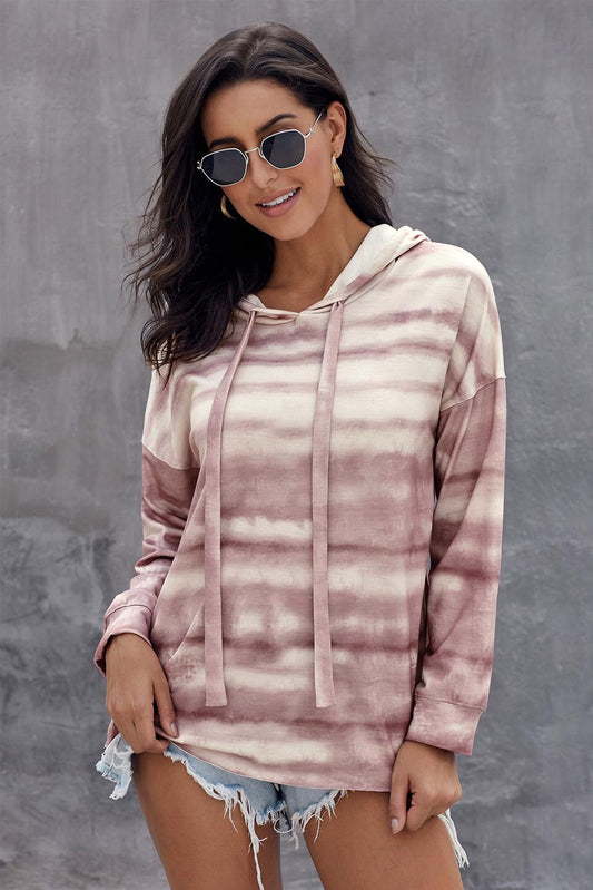 Sienna Full Size Tie Dye Long Sleeve Drawstring Hoodie *