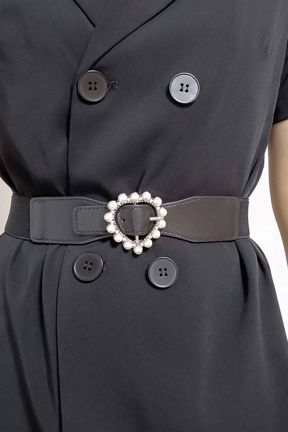 TranquilNights Pearl Heart Buckle Elastic Belt