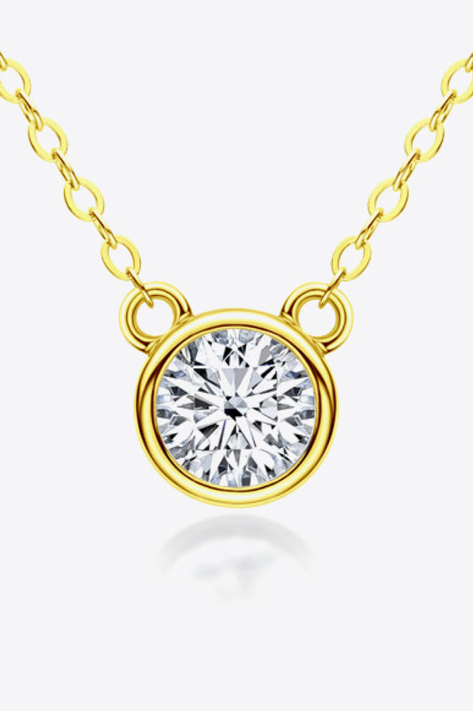 925 Sterling Silver 1 Carat Moissanite Women's Round Pendant Necklace *