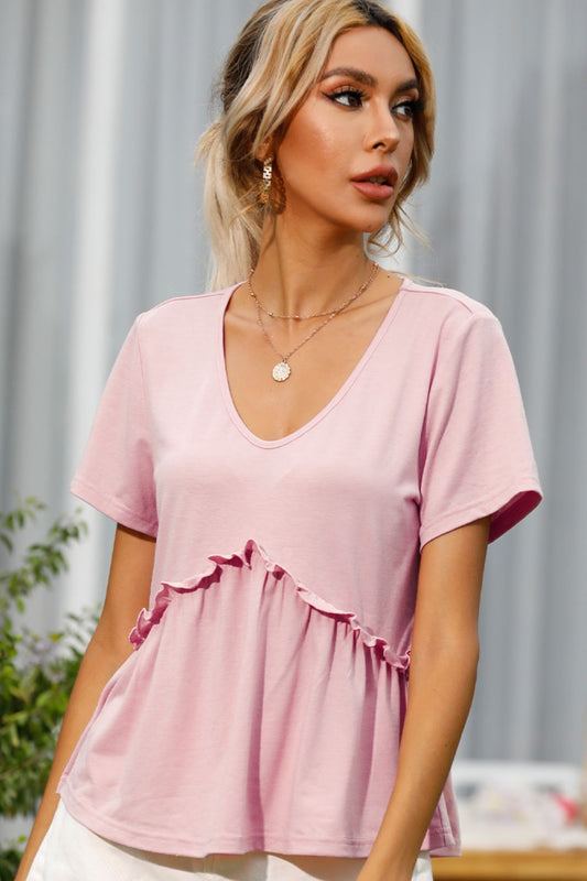 Malibu Dreams Frill Trim Short Sleeve Tee