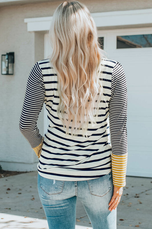 HAYSEA Striped Buttoned Long Sleeve Top