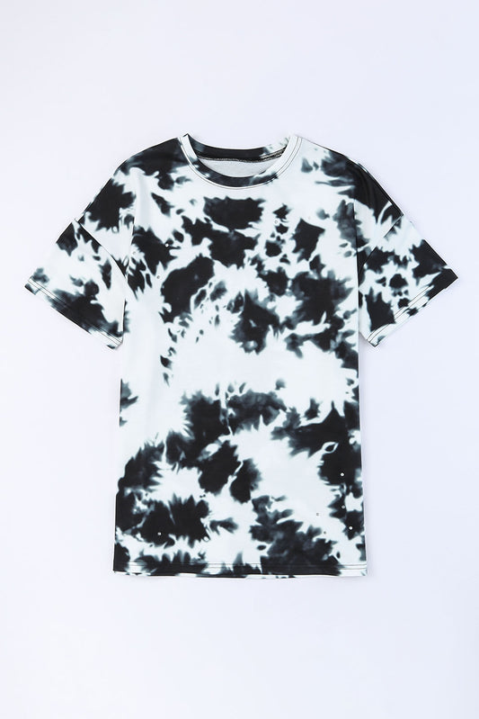 DTG Graphic Tie-Dye Round Neck Short Sleeve Tunic Tee