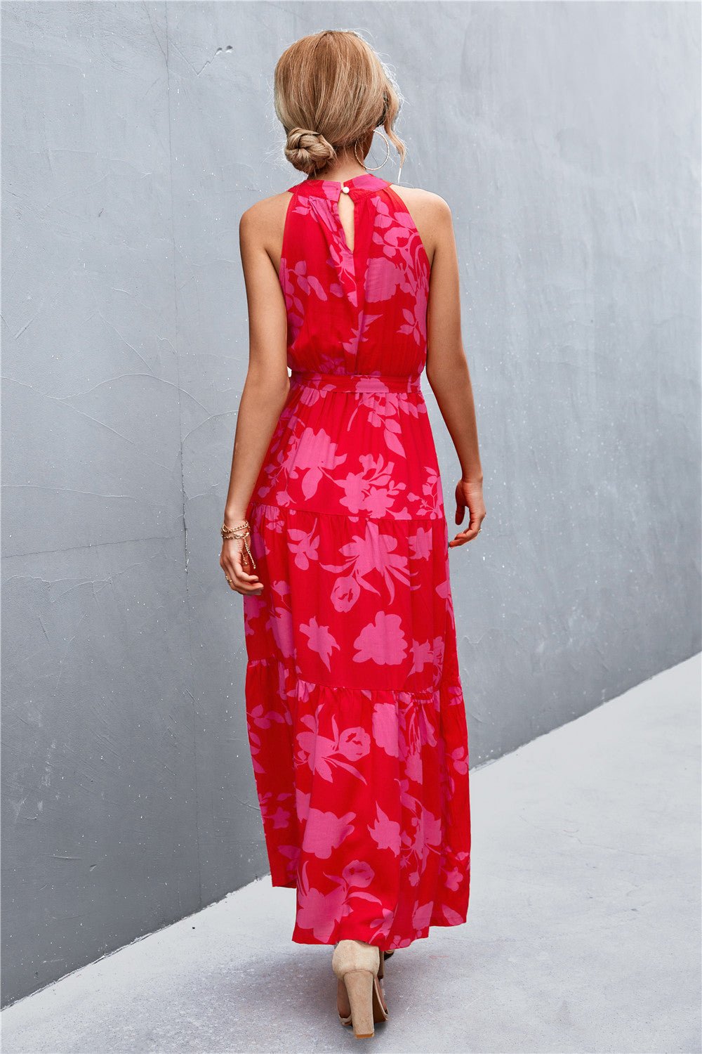 Women's Valencia Printed Sleeveless Tie-Waist Maxi Dress *