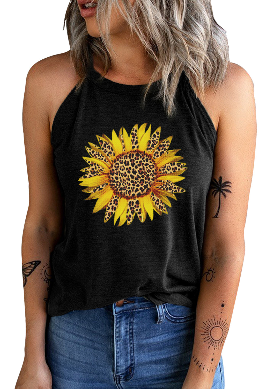 OH VACA Full Size Sunflower Graphic Round Neck Tank