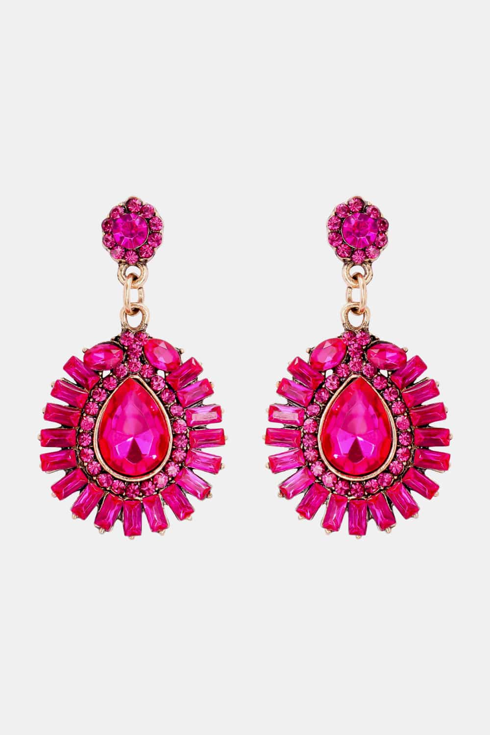 Teardrop Shape Glass Stone Dangle Earrings