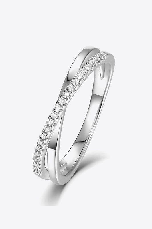 925 Sterling Silver Crisscross Moissanite Ring *