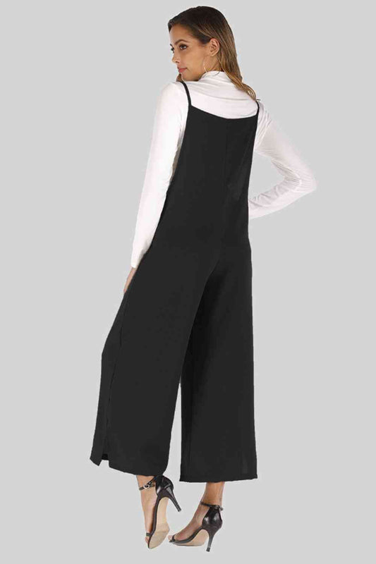 Full Size CoverTheBasics Cropped Wide Leg Overalls with Pockets
