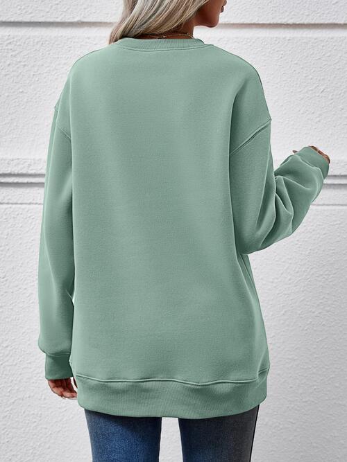 Seasonal Themed LET IT SNOW Round Neck Long Sleeve Sweatshirt