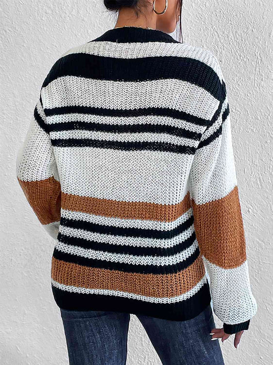 KnitwearTime Striped Round Neck Sweater