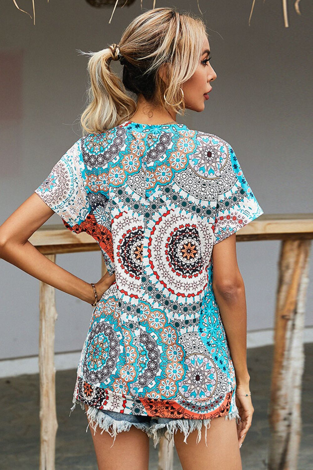 Women's Printed Round Neck Short Sleeve Tee