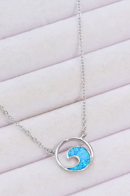 Opal Wave Pendant Necklace *