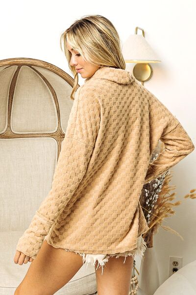 BiBi Checkered Round Neck Thumbhole Long Sleeve Top - Brand BiBi