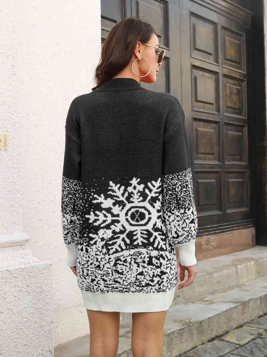 Christmas Snowflake Pattern Sweater Dress