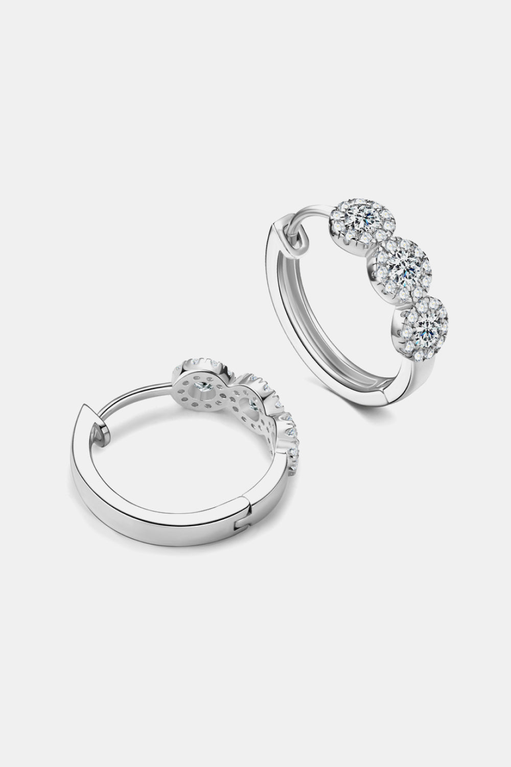 Moissanite 925 Sterling Silver Huggie Earrings | Length 0.64" Moissanite 0.07*6 Weight 0.1oz