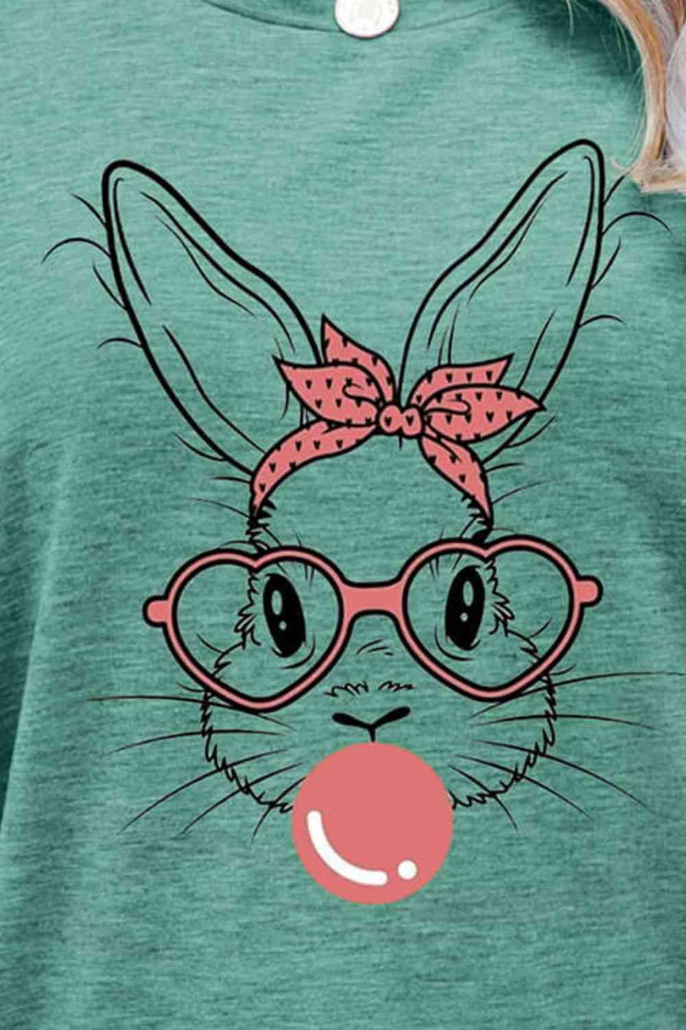 Seasonal Easter Bunny Graphic Round Neck T-Shirt