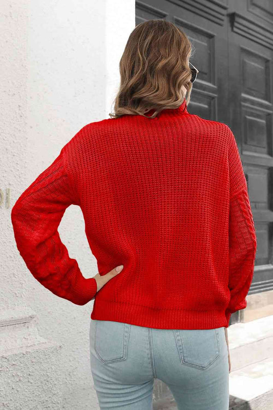 KnittedEmporium Cable-Knit Turtleneck Sweater