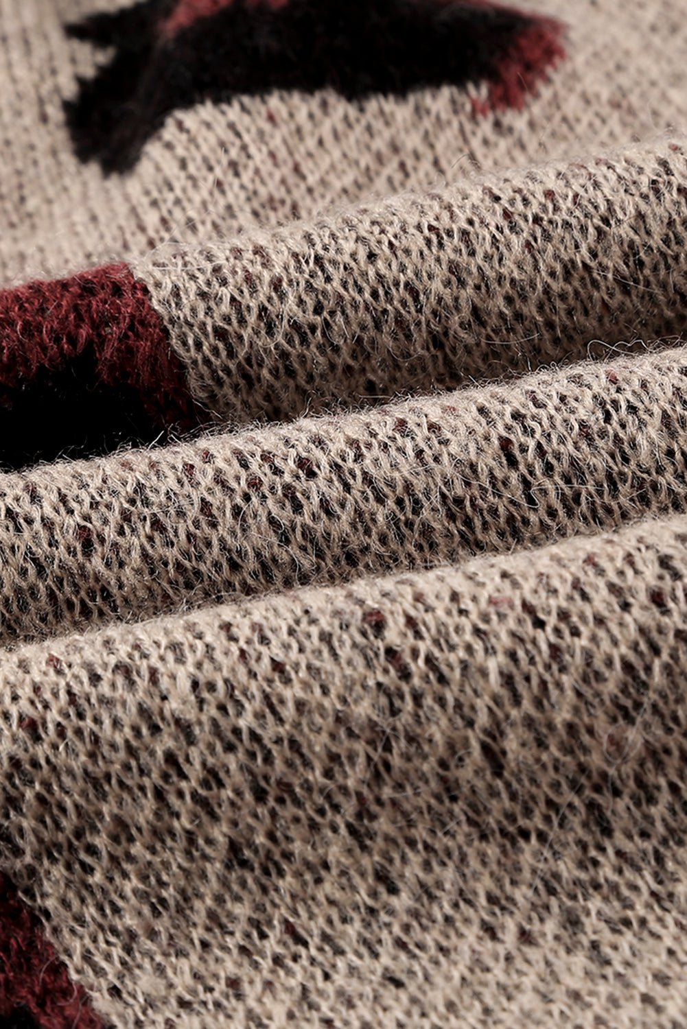 Women's Eden Full Size Striped Sleeve Leopard Print Knitted Sweater *