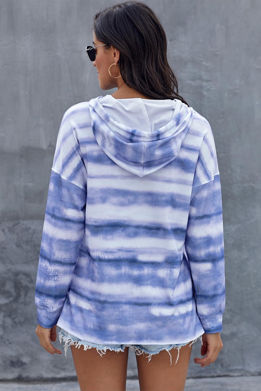 Sienna Full Size Tie Dye Long Sleeve Drawstring Hoodie *
