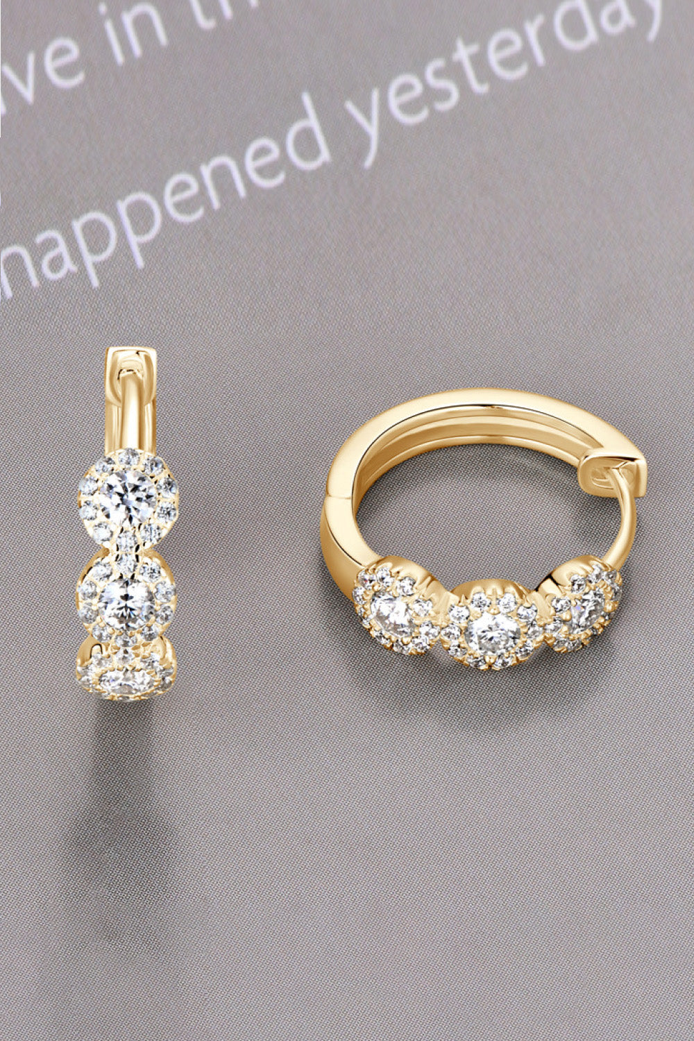 Moissanite 925 Sterling Silver Huggie Earrings | Length 0.64" Moissanite 0.07*6 Weight 0.1oz