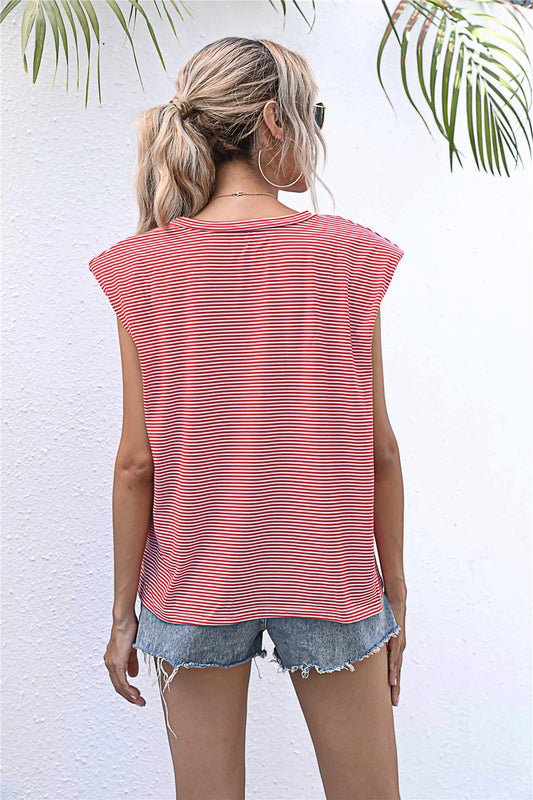 SUNSETNIGHTS Round Neck Cap Sleeve Tee