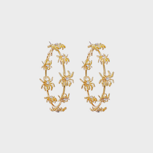 Circle Shape Rhinestone Alloy Gold Earrings