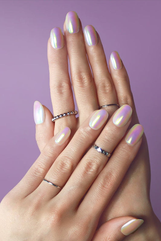 POMI Pearl Finish Waterproof Fingernails Rainbow at Squaw Press On Nails *