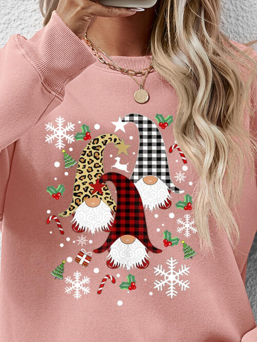 Christmas Winter Faceless Gnomes Graphic Drop Shoulder Sweatshirt