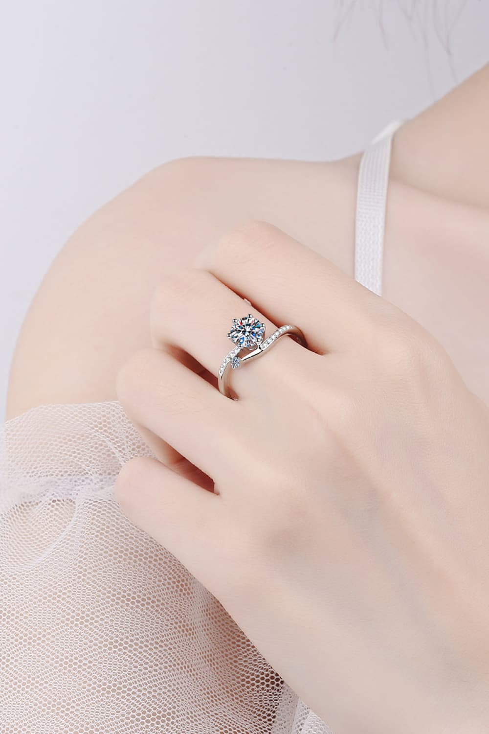 1 Carat Moissanite 925 Sterling Silver Bypass Ring 💜