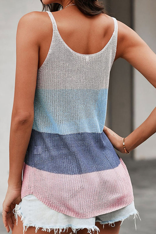 Color Block Scoop Neck Knit Tank 🦋